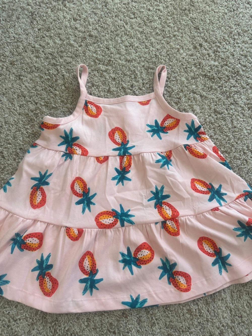 Hanna Andersson Pink Pineapple Tiered Tank top